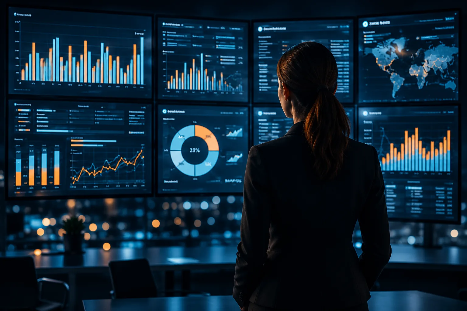 Marketing-Analytics-Dashboard mit mehreren Datenbildschirmen